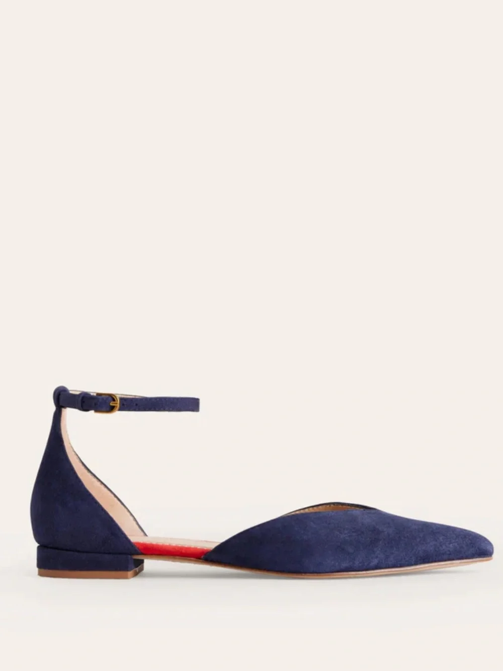 Boden navy blue suede ankle strap pointed toe flats Size 42 = 10.5 - Picture 3 of 14
